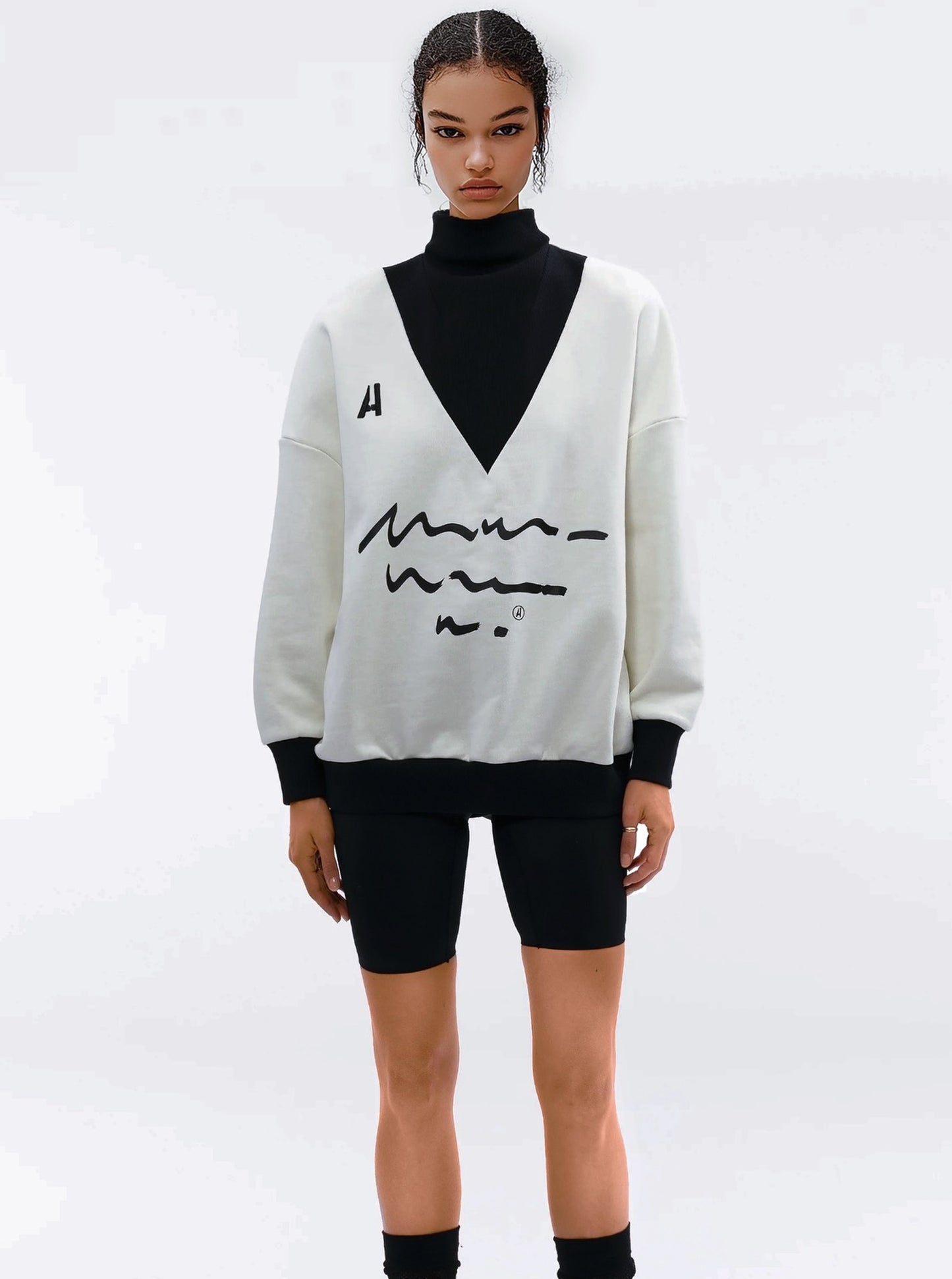RIBBED NECK OVERSIZED APRE SWEATER