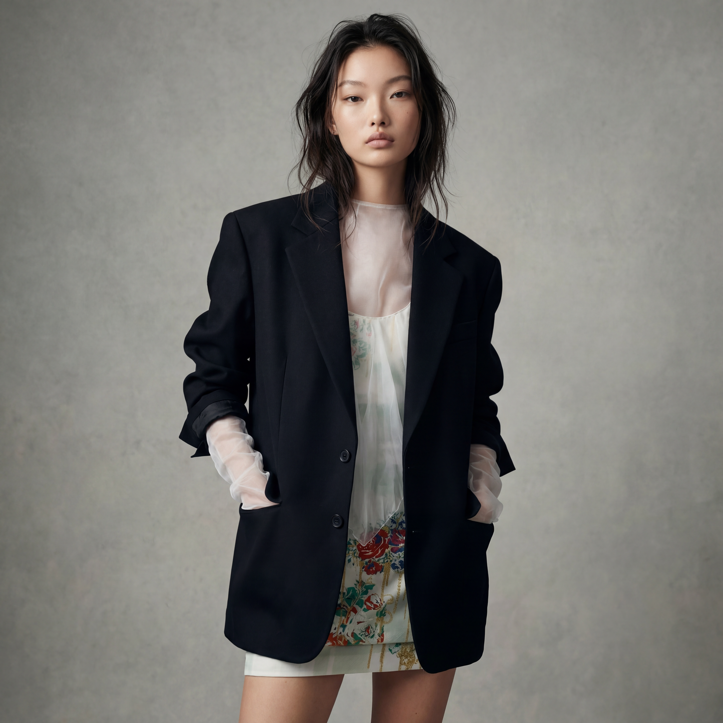 MIXED MEDIA PRINTED MOCK DRESS - Borrow