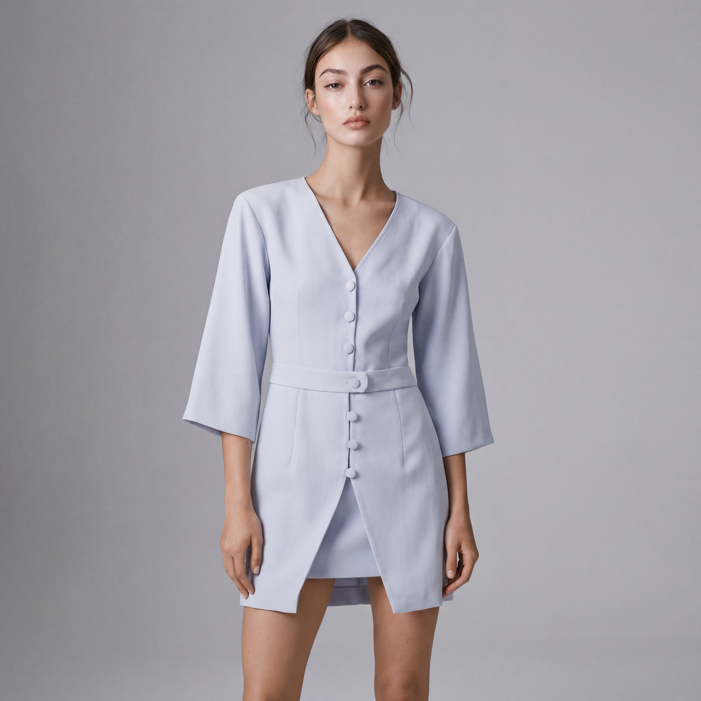 BUTTON FRONT SHORT DRESS - Borrow
