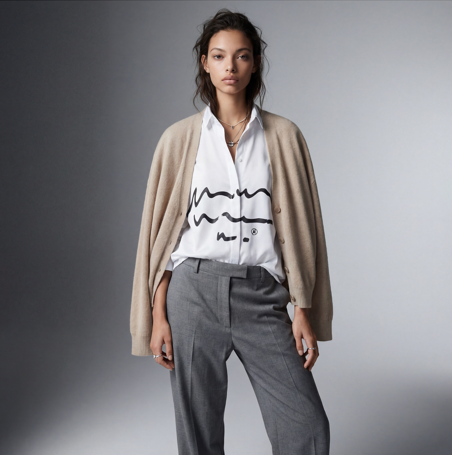 BUTTON DOWN SCRIPT BLOUSE - Borrow