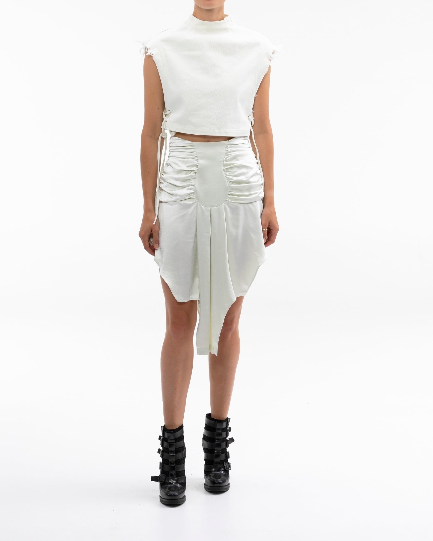 ASYM ROUCHED CUMBER SKIRT