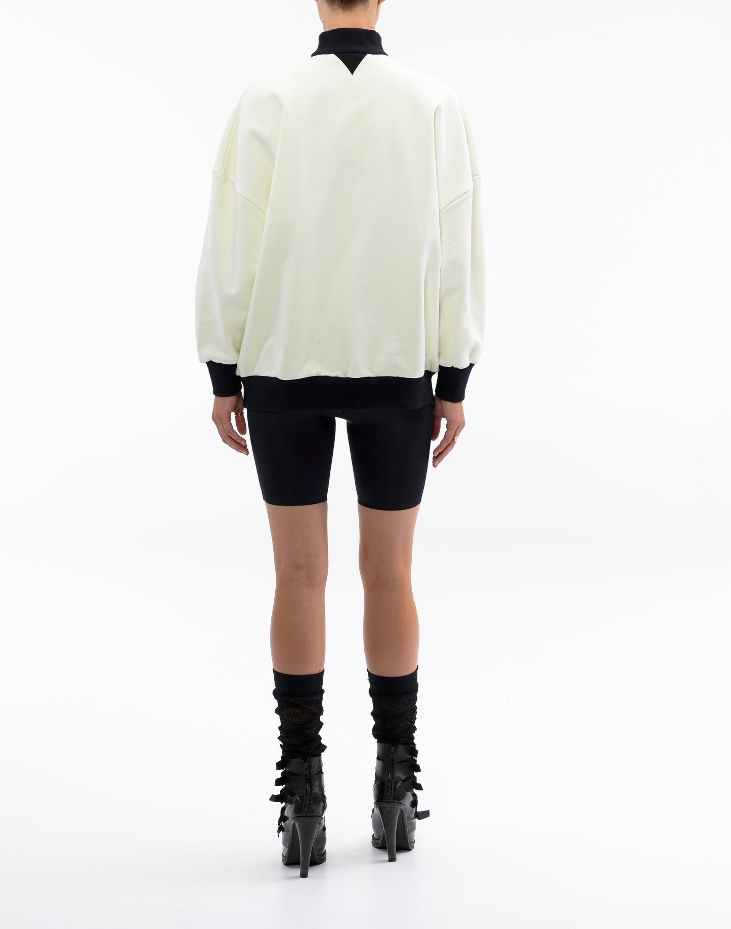 RIBBED NECK OVERSIZED APRE SWEATER