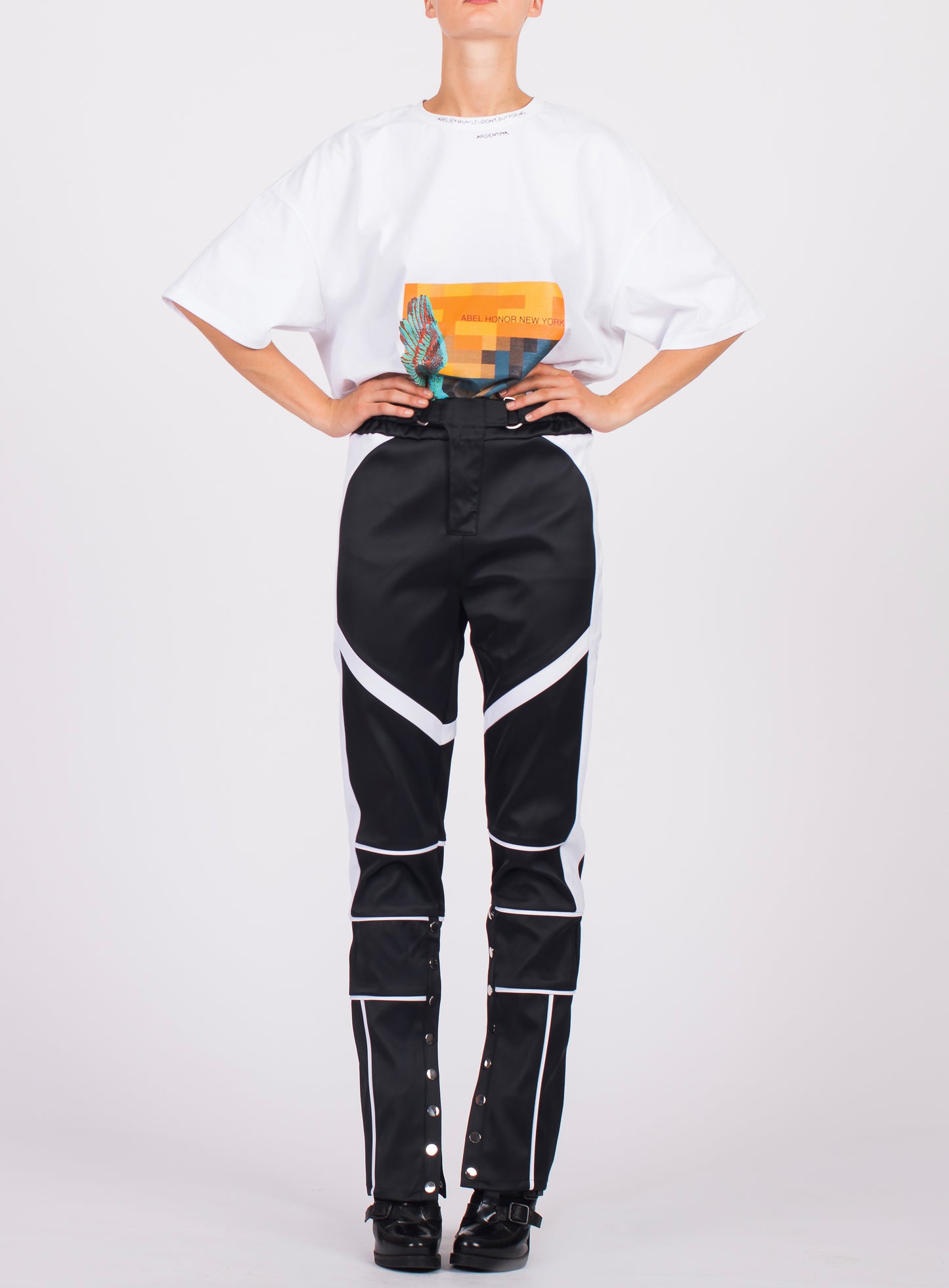 COLOR BLOCKED PANELED MOTO PANT