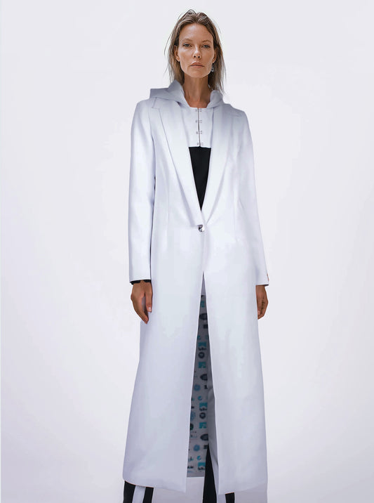 HOODED FLOOR LENGTH COAT