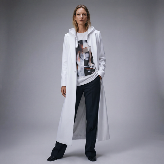 HOODED FLOOR LENGTH COAT - Borrow