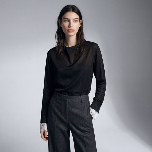 HI LO HOOK AND EYE CUFF BLOUSE