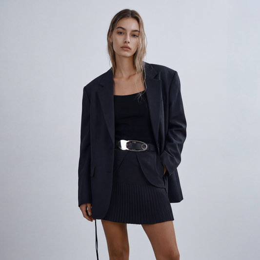 BELTED SHORT PLEAT SKIRT