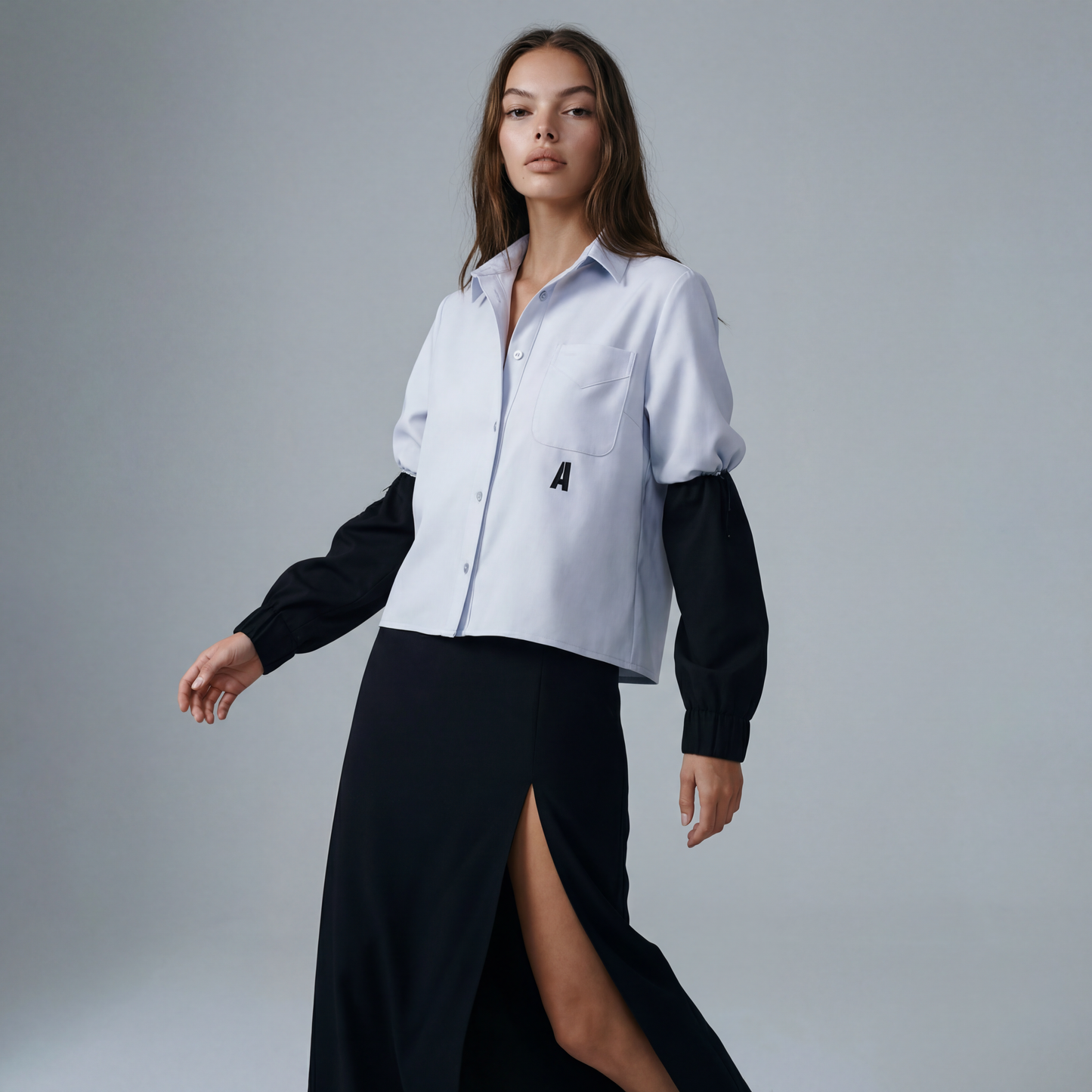 LONG SLEEVE COMBO BUTTON DOWN BLOUSE