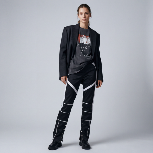 COLOR BLOCKED PANELED MOTO PANT