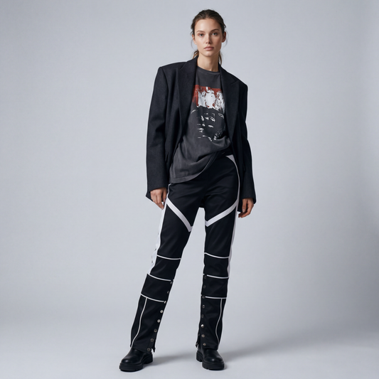 COLOR BLOCKED PANELED MOTO PANT - Borrow