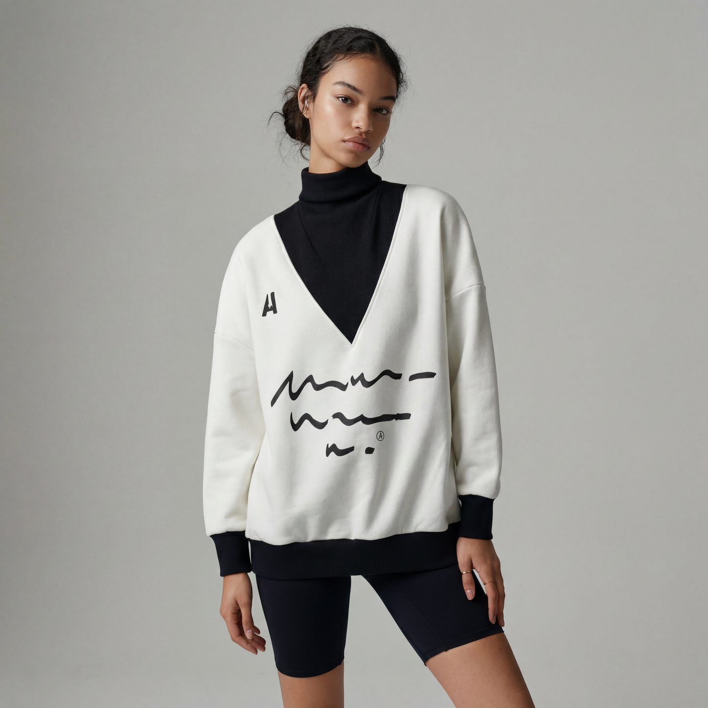RIBBED NECK OVERSIZED APRE SWEATER