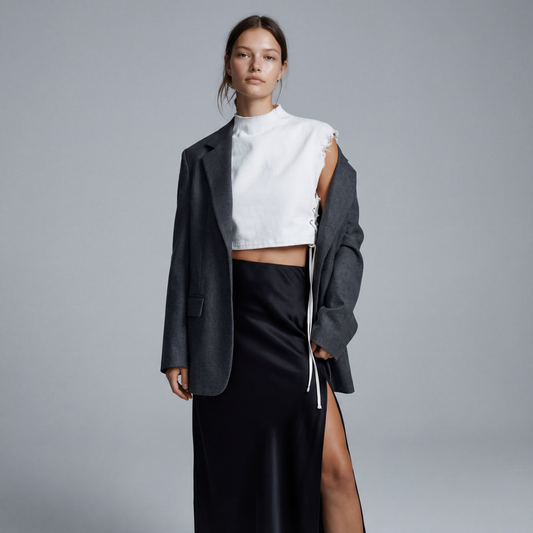 CROPPED DENIM FRAYED TOP - Borrow