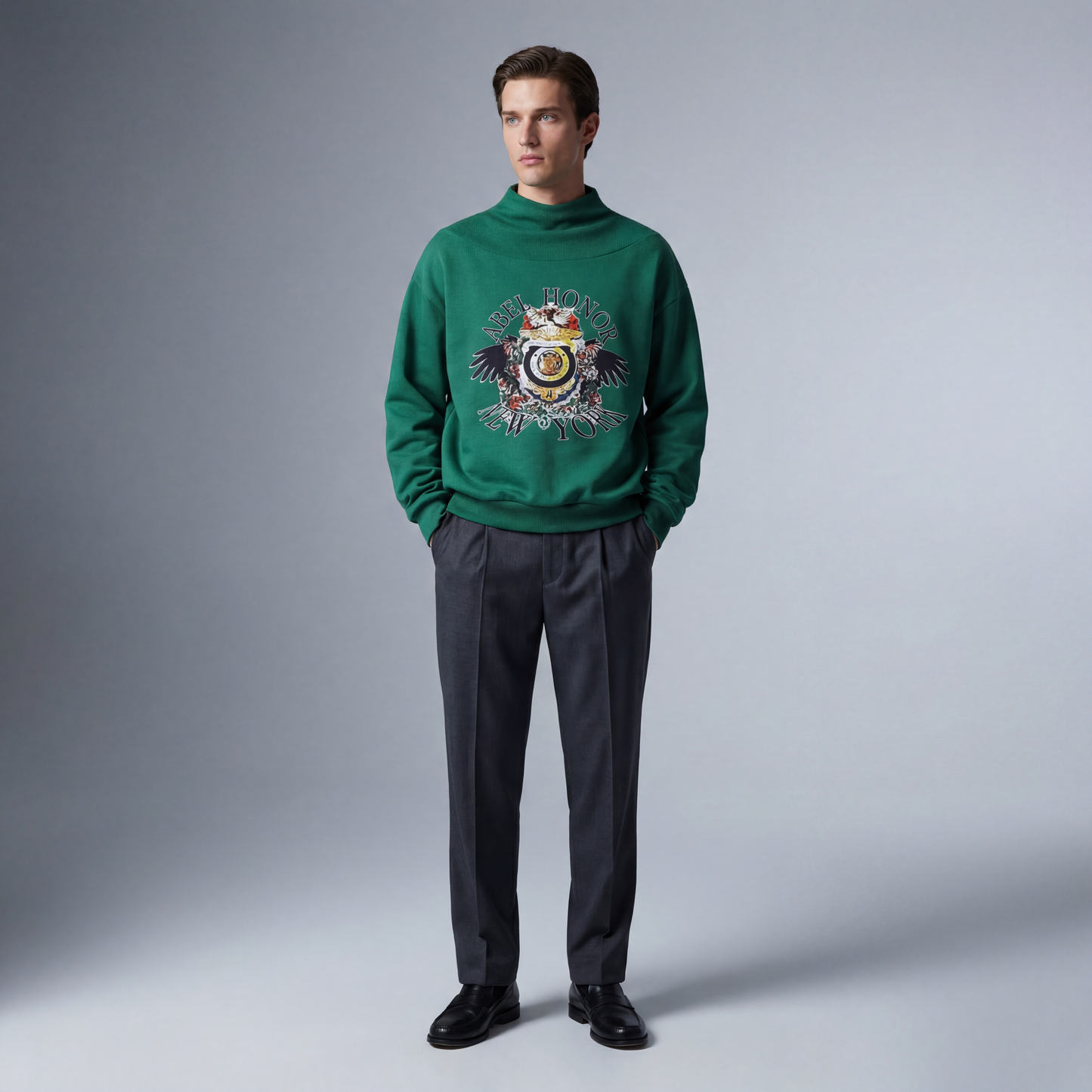 UNISEX RAVEN CREST FUNNEL SWEATSHIRT - Borrow