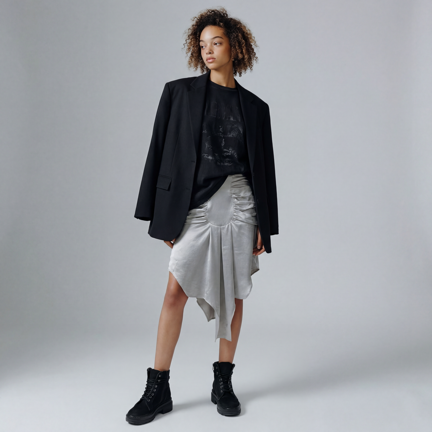 ASYM ROUCHED CUMBER SKIRT