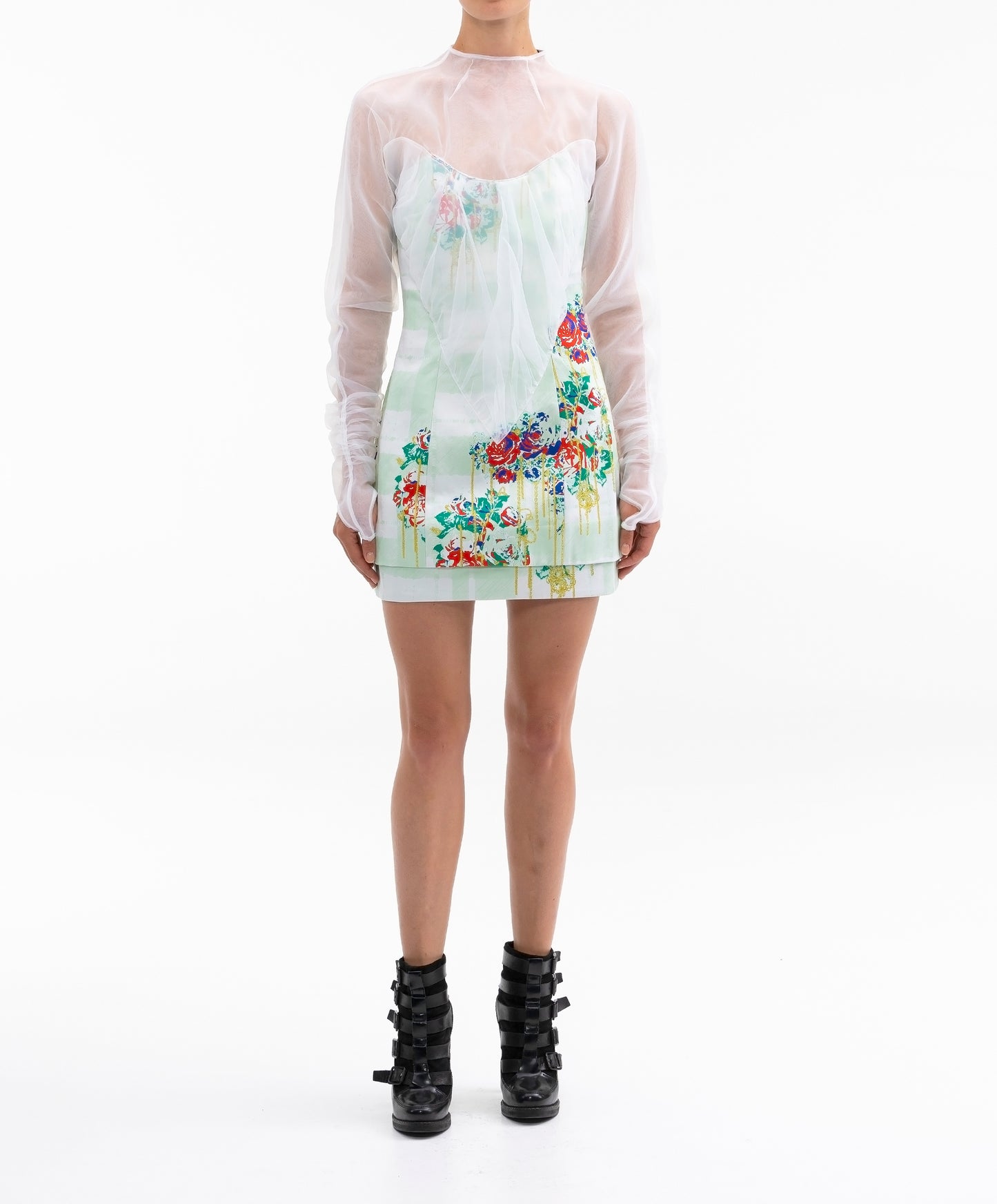 MIXED MEDIA PRINTED MOCK DRESS