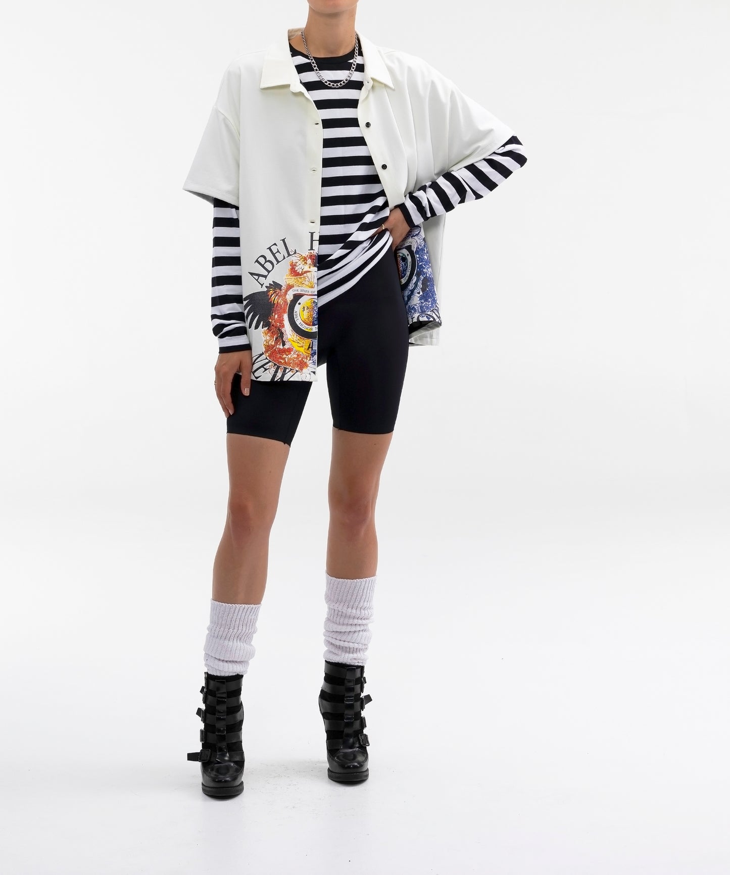 UNISEX RAVEN CREST BUTTON DOWN SHORT SLV SHIRT