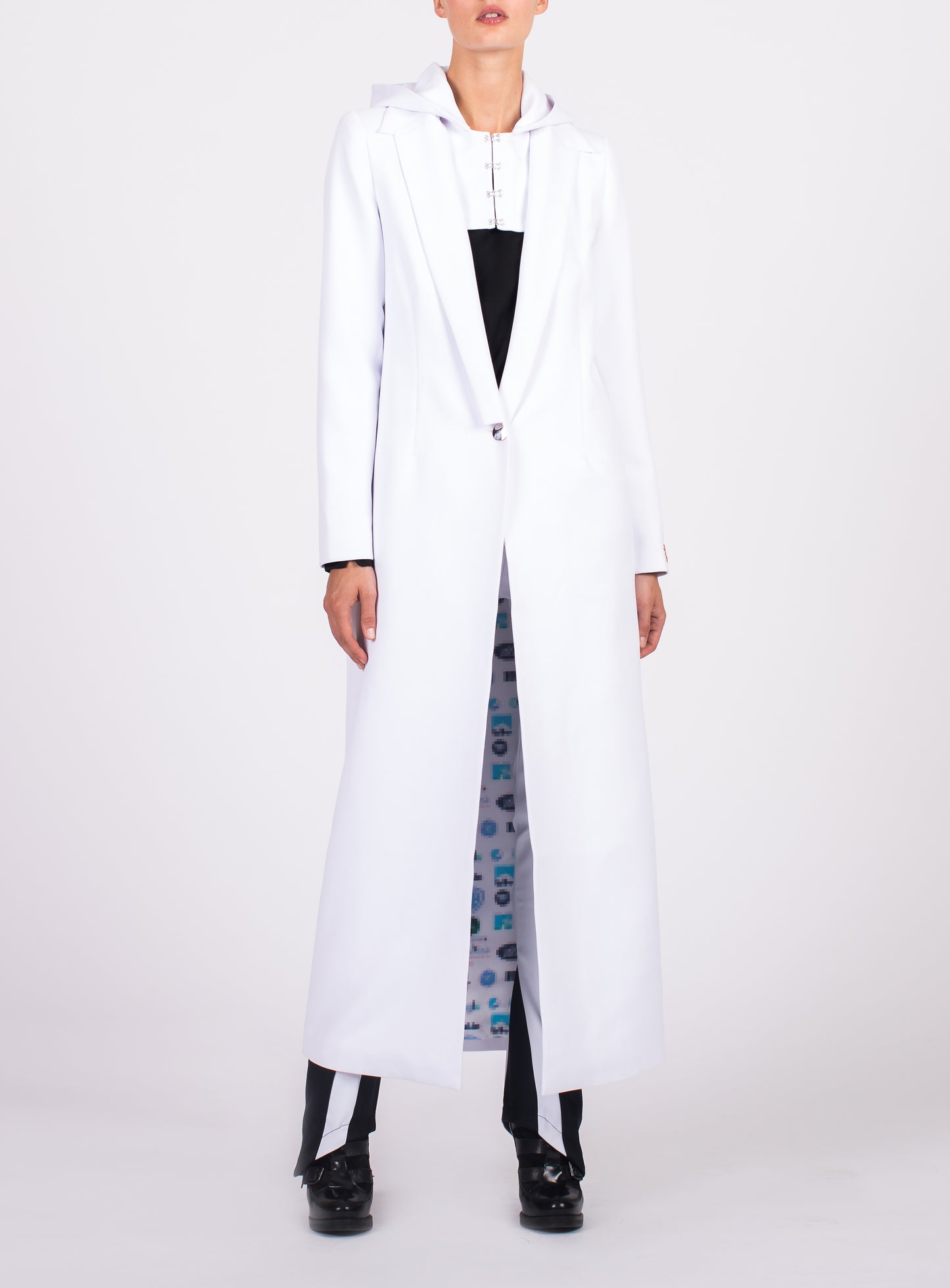 HOODED FLOOR LENGTH COAT