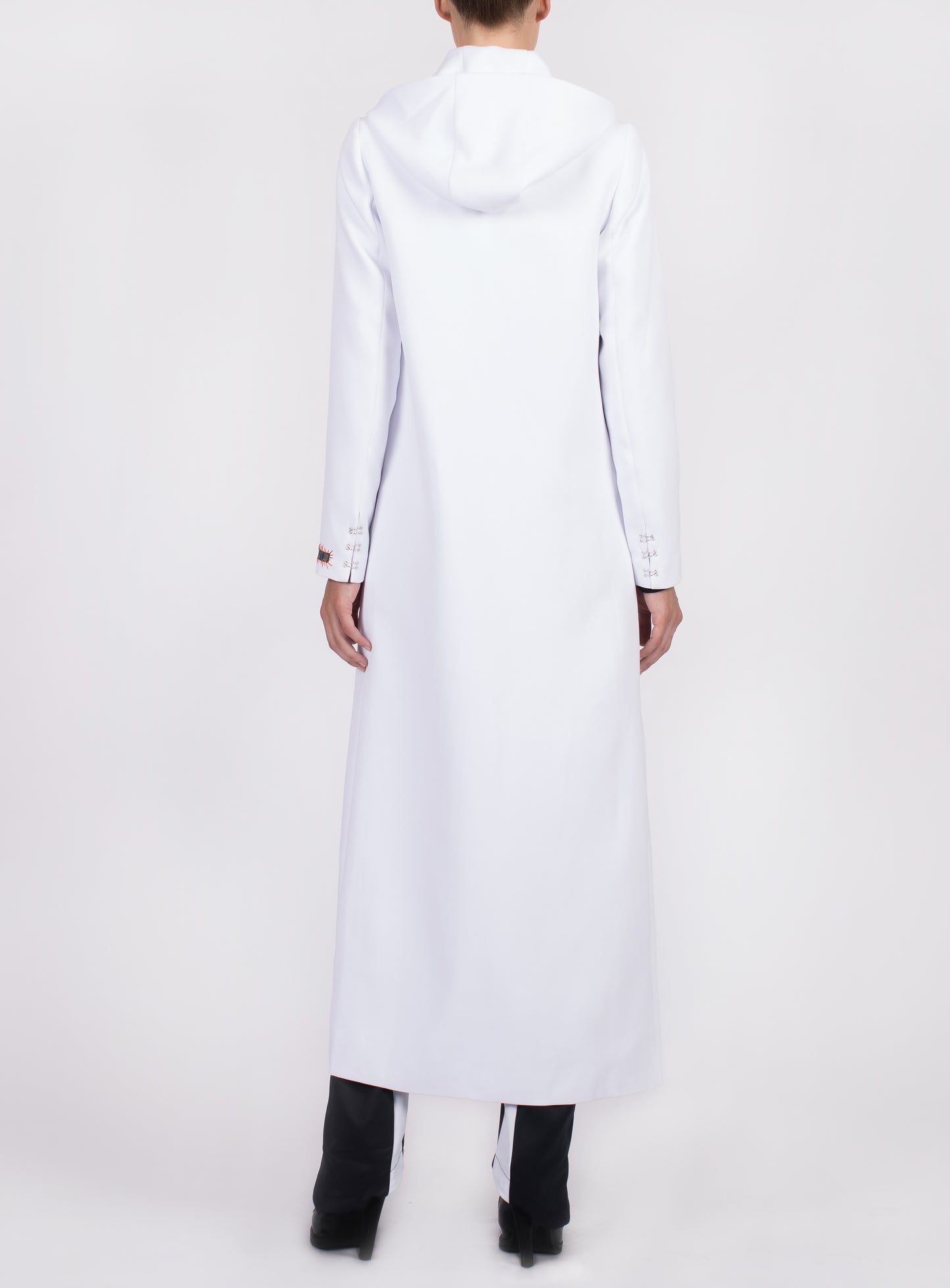 HOODED FLOOR LENGTH COAT